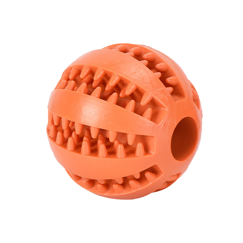 Elevkassan Godisbollar för Hundar är en orange gummiboll med åsar, upphöjda spikar och en ihålig texturerad mitt - perfekt som en tandvänlig hundleksak och aktivitetsleksak hund för husdjur som älskar att tugga och leka.
